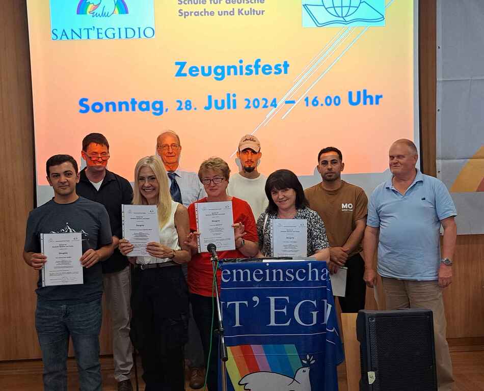 Sommer der Solidarität in Würzburg: Zeugnisfest der Sprachschule und Fest in der Mensa #santegidiosummer