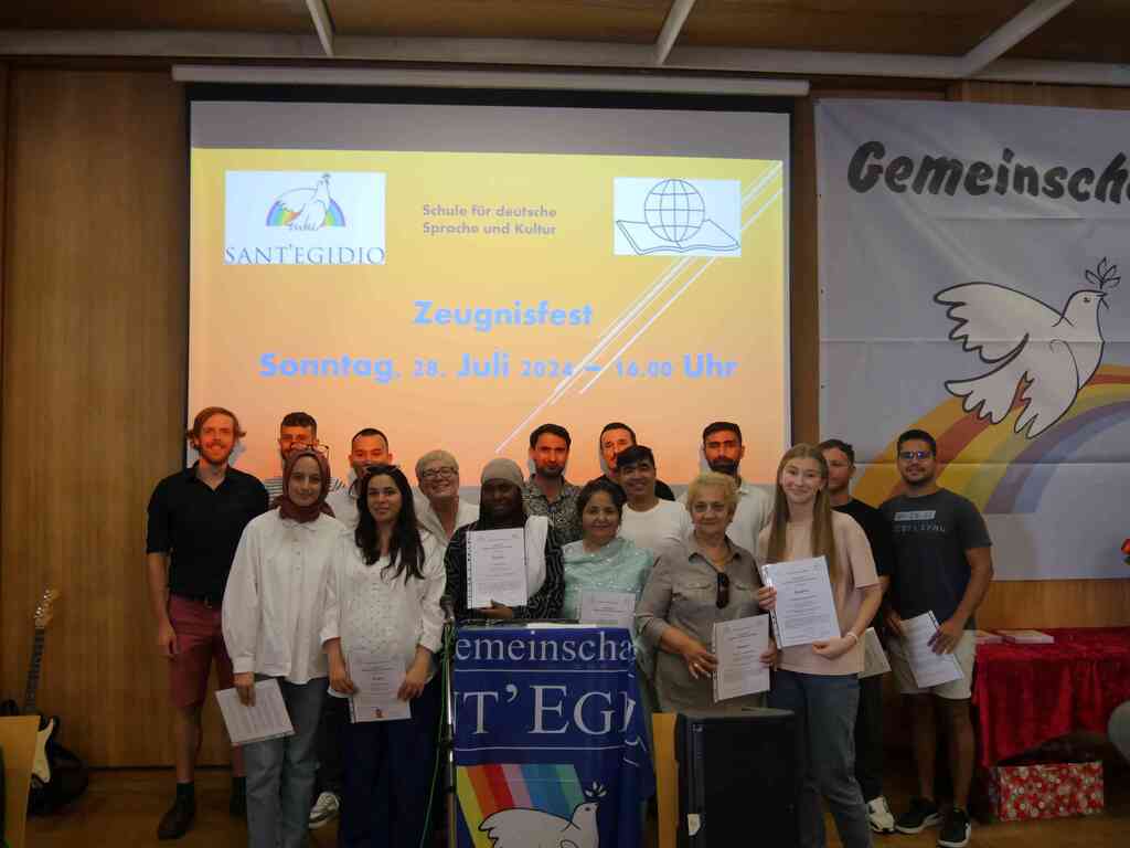 Sommer der Solidarität in Würzburg: Zeugnisfest der Sprachschule und Fest in der Mensa #santegidiosummer
